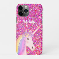 Kids Pink Glitter Unicorn Personalised