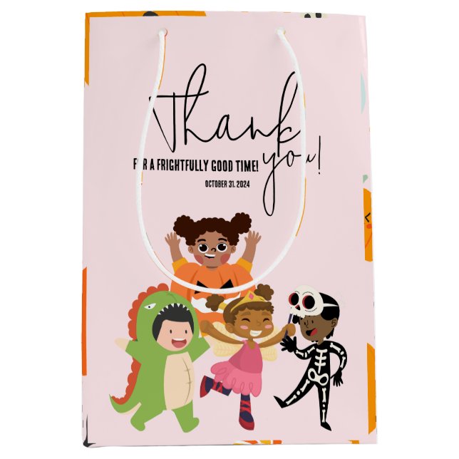 Kids’ Pink Halloween Costume Party Essentials Medi Medium Gift Bag (Front)