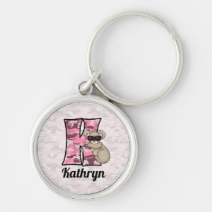 Kid's Pink Koala Letter K for Girls Key Ring