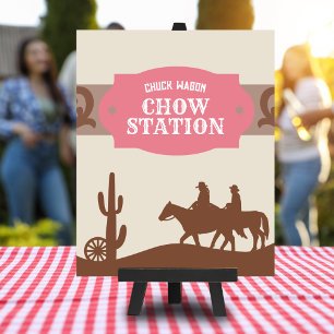 Kids Pink Western "Chuck wagon chow station" Sign
