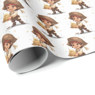Kids Pirate Birthday Gift Wrapping Paper Boy