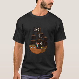 Kids   Pirate Kid On Pirate Ship  Children Four Ye T-Shirt