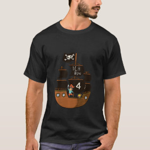 Kids Pirate Kid On Pirate Ship Children Four Ye T-Shirt