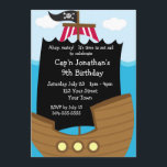 Kids Pirate Ship Birthday Party Invitation<br><div class="desc">Avast,  me hearties!  This pirate birthday party invitation features a big pirate ship flying a Jolly Roger.        Completely customisable.</div>