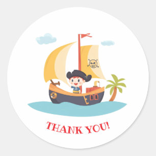 Kids Pirate Ship Party Thank You Classic Round Sticker