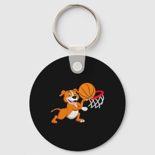 Kids Pitbull Dog Playing Bysketbyll Dog Sports Gam Key Ring