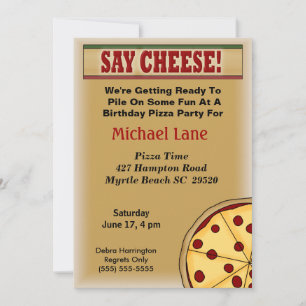 Kids Pizza Birthday Invitation