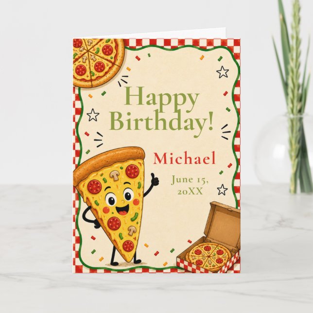 Kids Pizza Happy Birthday Card (Front)