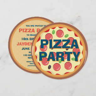 Kids Pizza Party Any Age Birthday Invitation