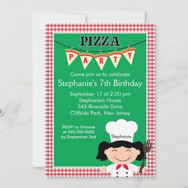 Kids Pizza Party Birthday Party Invitation (Front)