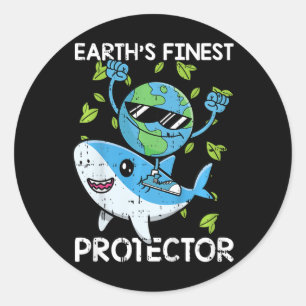 Kids Planet Protector Earth Day Environmental Anim Classic Round Sticker