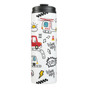 Kids Playful Transport Pattern  Thermal Tumbler