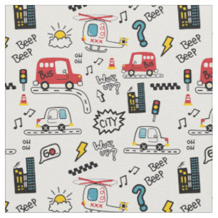 Kids Playful Transport Pattern Urban style modern Fabric