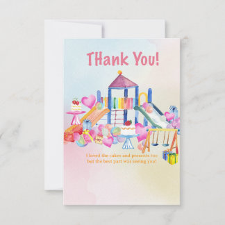 Kids Playground Birthday Thank You Card Watercolor