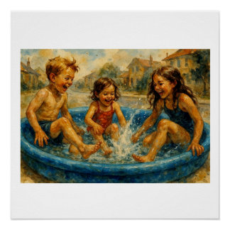 Kids Playing In A Pool, Poster