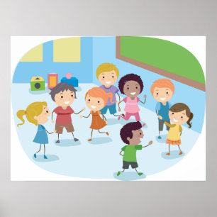 Kids Playing In The Classroom Poster