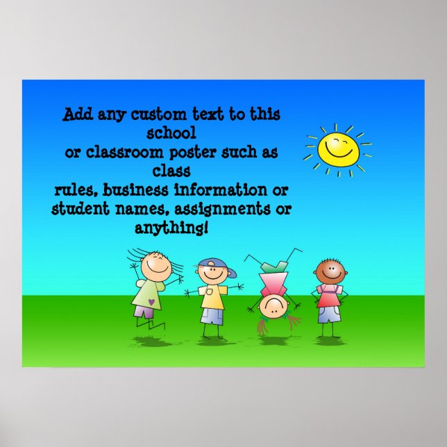 Kids Playing Personalised Classroom Poster (Front)