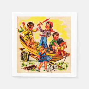 kids playing pirate napkin