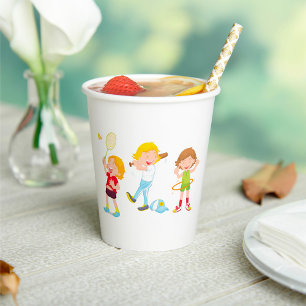 Kids Playing Sports Children Activity Paper Cups
