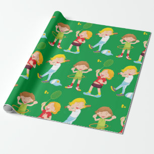 Kids Playing Sports Children Activity Wrapping Paper