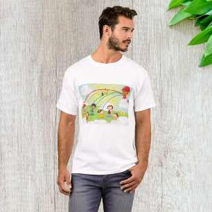 Kids Playing Under Rainbow Firefighter Spray T-Shirt