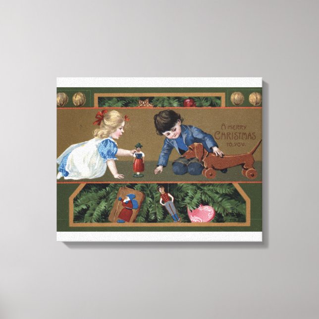 Kids Playing with Toys Canvas Print (Front)