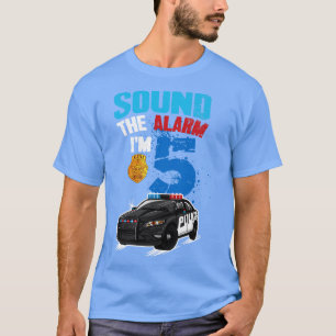 Kids Police  5th Birthday Gift Boy Sound The Alarm T-Shirt