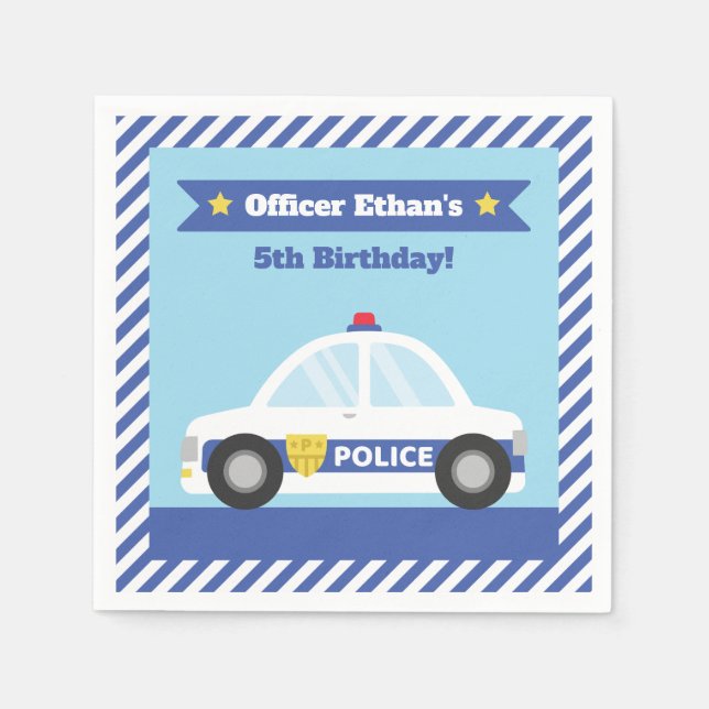 Kids Police Birthday Party Supplies Napkin (Front)