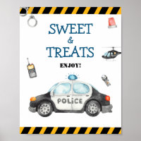 Kid's Police Birthday Party Sweet & Treats Sign