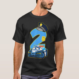 Kids Police Car 2nd Birthday  2 Years Old Cop Offi T-Shirt