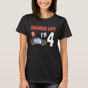 Kids Police Car 4rd Birthday 4 Years Old Birthday  T-Shirt