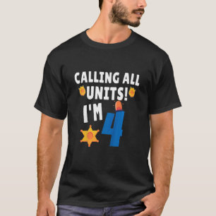 Kids Police Car 4rd Birthday 4 Years Old Birthday  T-Shirt