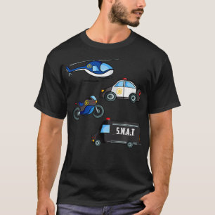 Kids Police Car Boys Different Police Cars And Veh T-Shirt