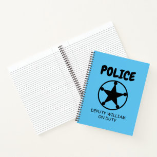Kid's police themed notebook with sheriff star