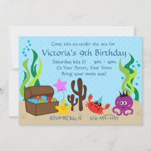 Kids Pool Birthday Party Invitation