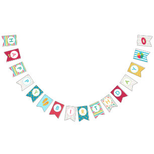 Kids Pool Party Birthday Colourful Summer Swim  Bunting