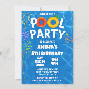Kids Pool Party Birthday Invitation