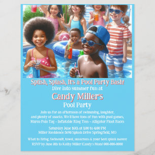 Kids Pool Party Invitation Flyer