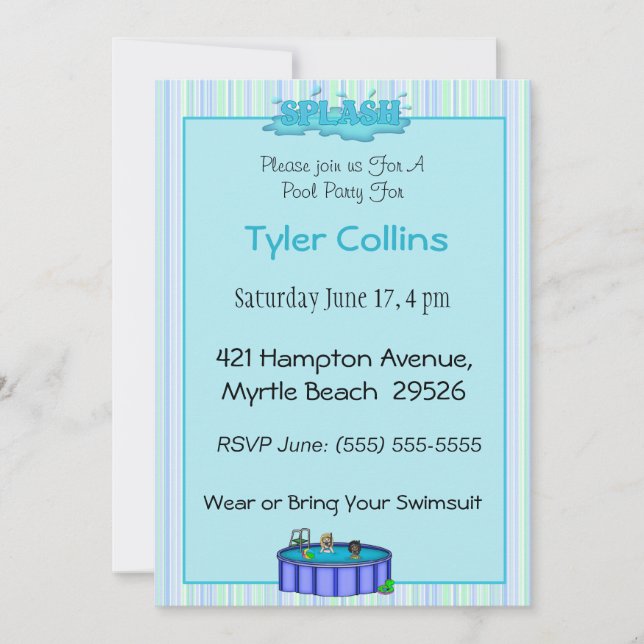 Kids Pool Party Invitations (Front)