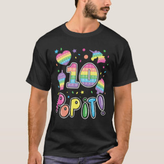Kids Pop It 10Th Birthday Girls Boys 10 Years Old T-Shirt