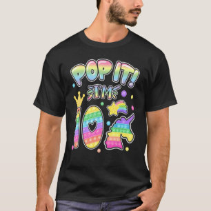 Kids Pop It 10th Birthday Girls Boys 10 Years Old  T-Shirt