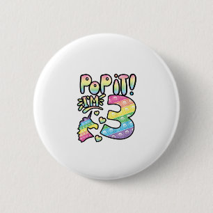 Kids Pop It 3rd Birthday Girls 3 Years Old Fidget 6 Cm Round Badge