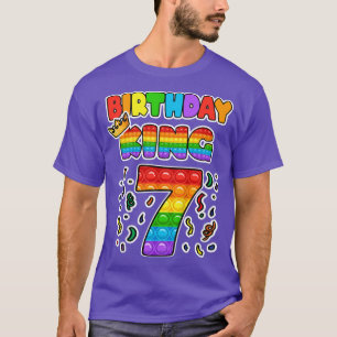 Kids Pop It 7th Birthday king 7 Years Old boy Fidg T-Shirt