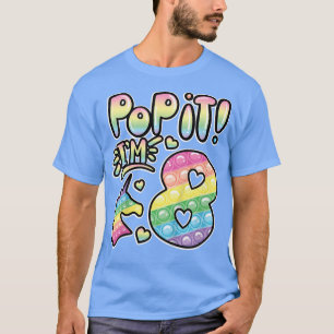 Kids Pop It 8th Birthday Girls Boys 8 Years Old Fi T-Shirt
