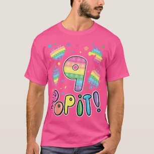 Kids Pop It 9th Birthday Girls Boys 9 Years Old Fi T-Shirt
