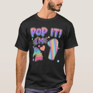 Kids Pop It Birthday Girl 1 for 1yr Old Girls Unic T-Shirt