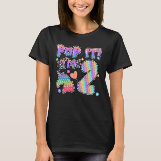 Kids Pop It Birthday Girl 2 for 2yr Old Girls Unic T-Shirt