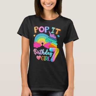 Kids Pop It Birthday Girl 7 For 7yr Old Girls Unic T-Shirt
