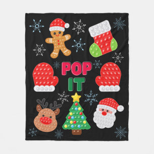 Kids Pop It Christmas Bubble Santa Reindeer Fleece Blanket