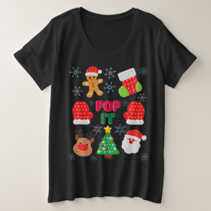 Kids Pop It Christmas Bubble Santa Reindeer  Plus Size T-Shirt